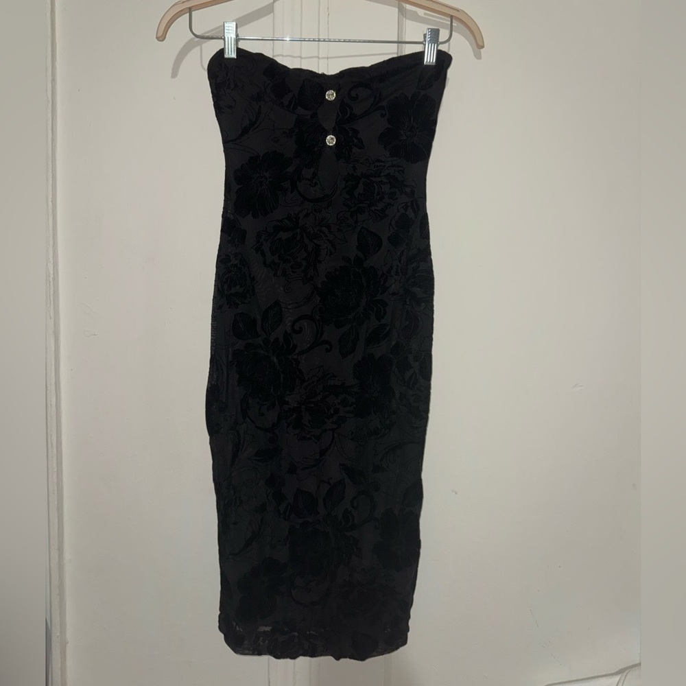 SHEIN SXY see through lace floral strapless dress